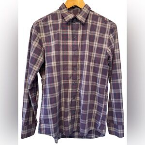 Zachary Prell Men’s Red and Blue Plaid Long Sleeve Button Down Shirt - Small